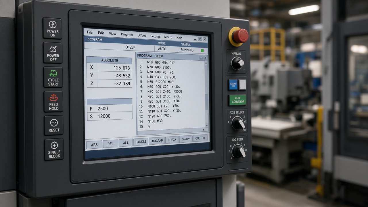 จอ operator panel บนเครื่อง CNC ที่ KV E-Hospital รับตรวจซ่อม